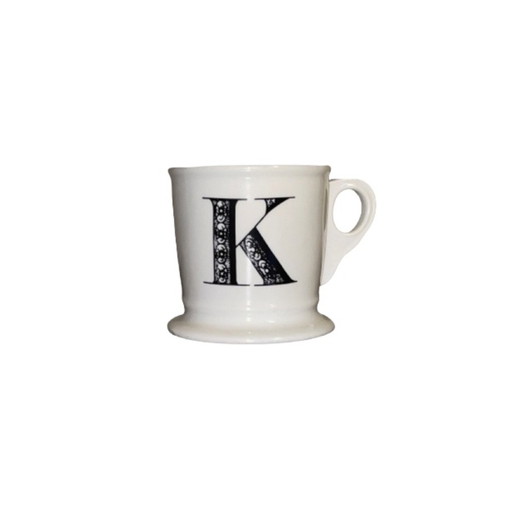 Anthropologie Cream and Black Ceramic Letter K Monogram Mug